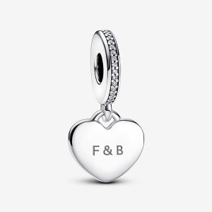 Pandora Engravable Heart Tag Dangle Charm Argintii | 1730549-AW