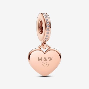 Pandora Engravable Heart Tag Dangle Charm Roz Aurii | 0527498-OU