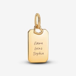 Pandora Engravable Rectangle Tag Pendant Aurii | 5014629-MB