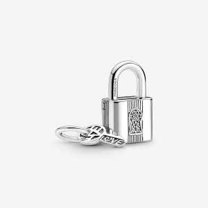 Pandora Padlock and Key Dangle Charm Argintii | 4631592-LD