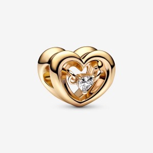 Pandora Radiant Heart & Floating Stone Charm Aurii | 3458290-FX