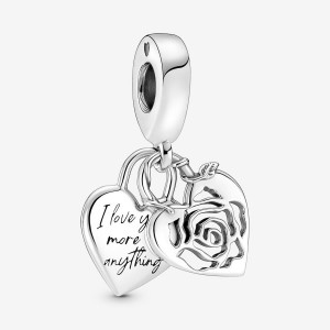 Pandora Rose Heart Padlock Dangle Charm Argintii | 0143689-EQ