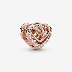 Pandora Sparkling Entwined Hearts Charm Roz Aurii | 3984721-TM