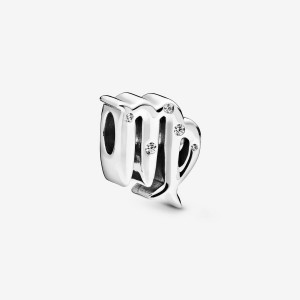 Pandora Sparkling Virgo Zodiac Charm Argintii | 3745126-GB