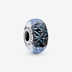 Pandora Wavy Dark Blue Murano Glass Ocean Charm Argintii | 7856290-IQ